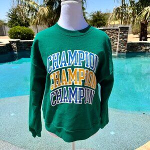 Women's Champion Crewneck Sweatshirt - Green Logo - Size Small